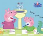 Peppa Pig e George Pig lavar os dentes
