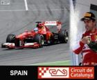 Fernando Alonso comemora sua vitória no grande prémio de Espanha 2013