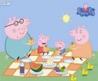 Peppa Pig e sua família fazem um piquenique