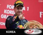 Sebastian Vettel comemora sua vitória no Grande Prémio da Coreia 2013
