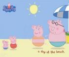 Peppa Pig com sua família na praia