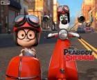 Mr. Peabody e Sherman na motocicleta com sidecar