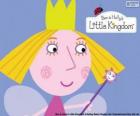 O rosto da pequena fada, a princesa Holly com a coroa
