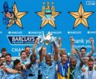 Manchester City, campeão da Premier League de 2013-2014, liga de futebol da Inglaterra