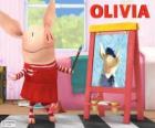 Olivia o pequeno porco pintando um retrato
