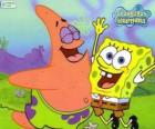 Bob Esponja e Patrick muito feliz