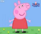 Peppa Pig com um vestido vermelho