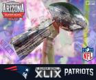 New England Patriots, campeões do Super Bowl 2015 ganhando 28-24 em Seattle Seahawks