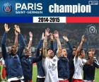 Paris Saint Germain, PSG, campeão da Ligue 1 2014-2015, a liga de futebol francês