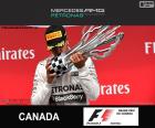 Lewis Hamilton comemora sua vitória o Grande Prêmio do Canadá 2015