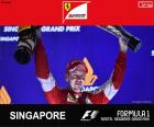 Sebastian Vettel comemora sua vitória o Grande Prêmio de Singapura 2015