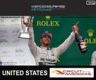 Lewis Hamilton comemora sua vitória no Grande Prêmio dos Estados Unidos 2015