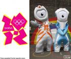 Logotipo e as mascotes dos Jogos Olímpicos de Londres 2012, Wenlock e Mandeville, com a presença de 10568 atletas de 204 países