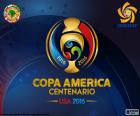 Logotipo da Copa América Centenario, de 3 a 26 de junho de 2016 nos Estados Unidos