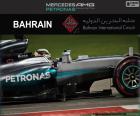 Lewis Hamilton, em terceiro lugar, o Grande Prêmio do Bahrein 2016 com sua Mercedes