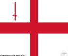 A bandeira da cidade de Londres tem o fundo branco, com uma cruz vermelha. Também aparece uma espada vermelha colocada verticalmente