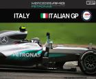 Nico Rosberg comemora sua sétima vitória da temporada para o Grande Prêmio da Itália 2016