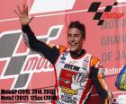 Marc Márquez, três vezes campeão do mundo de MotoGP em 2013, 2014 e 2016. O seu quinto título em sete anos