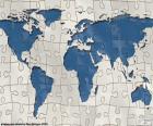 Quebra-cabeça do mapa do mundo, com a representação dos continentes