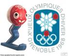 Logotipo e a mascote Schuss dos Jogos Olímpicos de Inverno de 1968, realizados em Grenoble, na França. Onde participaram 1158 atletas de 37 países