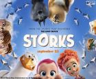 Logotipo original em inglês de Storks, Cegonhas, um filme de animação sobre a lenda das cegonhas e bebês