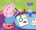 O pequeno George começa a escola, Peppa muito feliz