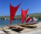 Canoas à vela tradicionais das ilhas do Oceano Pacífico