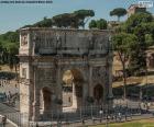 O arco de Constantino é um arco triunfal, localizado entre o Coliseu e Palatino, em Roma