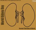 Segunda quinta-feira no Dia Mundial do Rim de Março, conscientização sobre o grave problema da doença renal