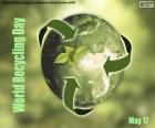 Dia Mundial da Reciclagem, 17 de maio. Conscientizar sobre a importância da reciclagem e a necessidade de tratar os resíduos adequadamente para proteger o meio ambiente e conter os efeitos das mudanças climáticas