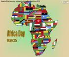 Dia da África, 25 de maio. Este dia comemora a formação da Organização da Unidade Africana (OAU) em 1963, fato de grande relevância para a história dos 55 países