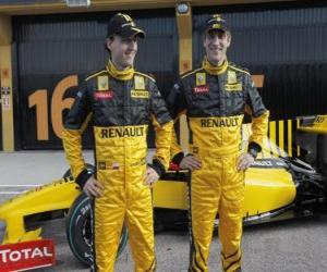 Puzle Robert Kubica e Vitaly Petrov, pilotos da escuderia Renault F1