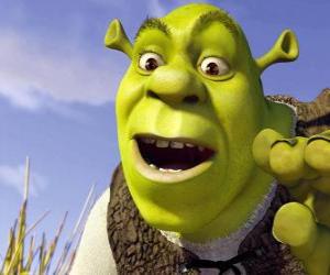 Puzle Rosto de Shrek, o ogro felize e sorridente