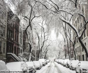 Puzle Rua coberta de neve