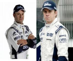 Puzle Rubens Barrichello e Nicolas Hulkenberg, piloto da equipe Williams F1