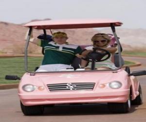 Puzle Ryan Evans (Lucas Grabeel), Sharpay Evans (Ashley Tisdale) em carro de golfe