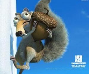 Puzle Scrat, o esquilo saber-toothed obcecado com as bolotas