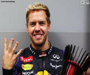 Puzle Sebastian Vettel, campeão mundial de F1 2013, o quarto título Mundial