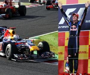Puzle Sebastian Vettel celebra sua vitória no Grande Prémio do Japão (2010)