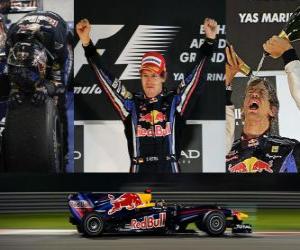 Puzle Sebastian Vettel celebra sua vitória no Grande Prémio de Abu Dhabi (2010)