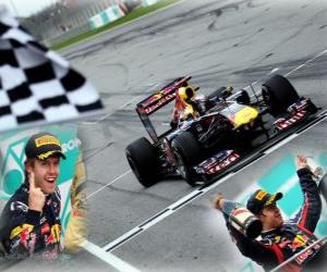 Puzle Sebastian Vettel celebra sua vitória no Grande Prêmio da Malásia (2011)