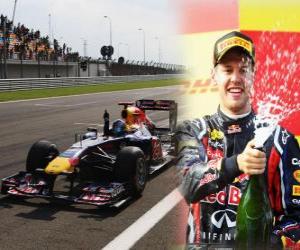 Puzle Sebastian Vettel celebra sua vitória no Grande Prémio da Turquia (2011)