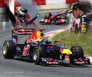 Puzle Sebastian Vettel celebra sua vitória no Grande Prémio de Espanha (2011)