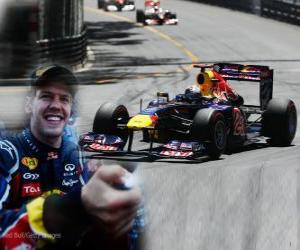 Puzle Sebastian Vettel celebra sua vitória no Grande Prêmio de Mônaco (2011)