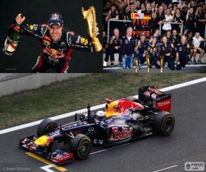Puzle Sebastian Vettel comemora a vitória no Grande Prêmio da Coreia do Sul 2012