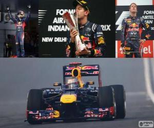 Puzle Sebastian Vettel comemora sua vitória no Grande Prêmio da Índia 2012
