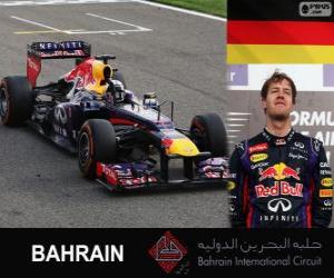 Puzle Sebastian Vettel comemora sua vitória no Grand Prix Bahrain 2013