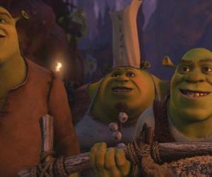 Puzle Shrek, juntamente com outros ogres.