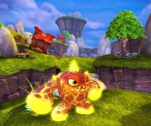 Puzle Skylander Eruptor, uma criatura atira bolas de fogo e chamas. Skylanders Fogo