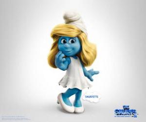 Puzle Smurfette, o seu interesse é cuidar e amar todos os Smurf - Os Smurfs, filme -